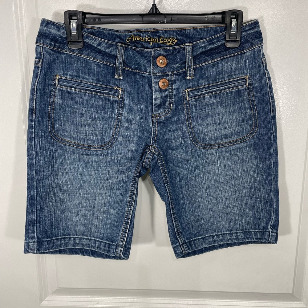 American Eagle Women's Dark Blue Jean Shorts Size 4 CB-106